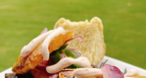 Hawaiian Beef Sliders with Sriracha Cream Sauce