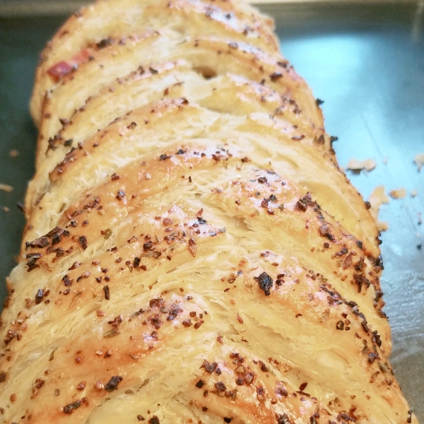 Bacon, Cheese, Sundried Tomato Puff Pastry Braid