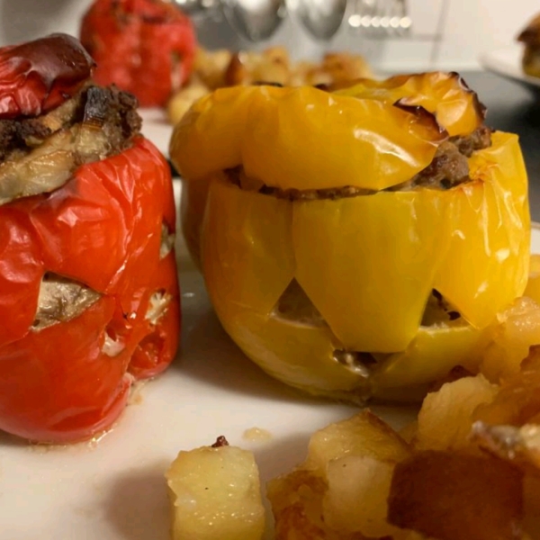 Stuffed Jack-O-Lantern Bell Peppers