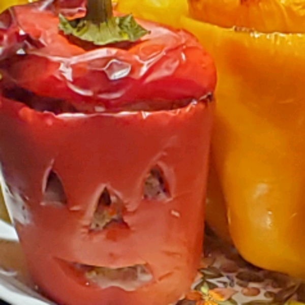 Stuffed Jack-O-Lantern Bell Peppers