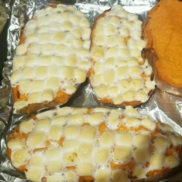 Twice-Baked Sweet Potatoes with Browned Butter and Toasted Marshmallows