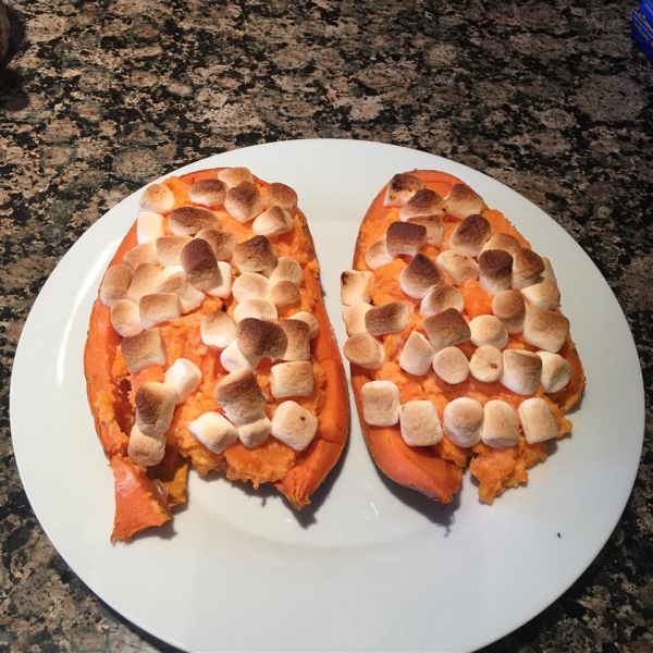 Twice-Baked Sweet Potatoes with Browned Butter and Toasted Marshmallows