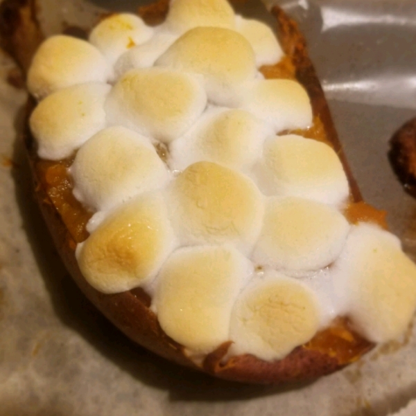 Twice-Baked Sweet Potatoes with Browned Butter and Toasted Marshmallows