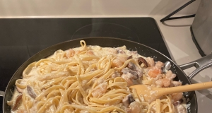 Mushroom Shrimp Alfredo Pasta