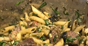 Quick Greek Pasta Salad with Steak