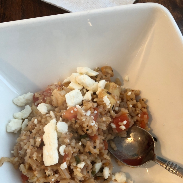 Orzo with Tomato and Fried Tofu