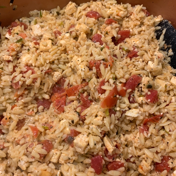 Orzo with Tomato and Fried Tofu