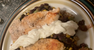 Fast Chicken Over Black Beans and Rice