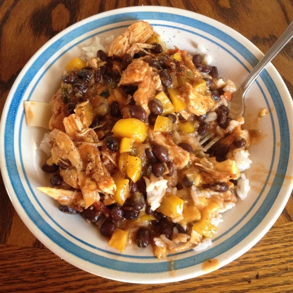 Fast Chicken Over Black Beans and Rice