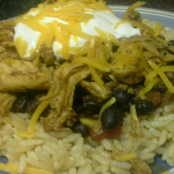 Fast Chicken Over Black Beans and Rice