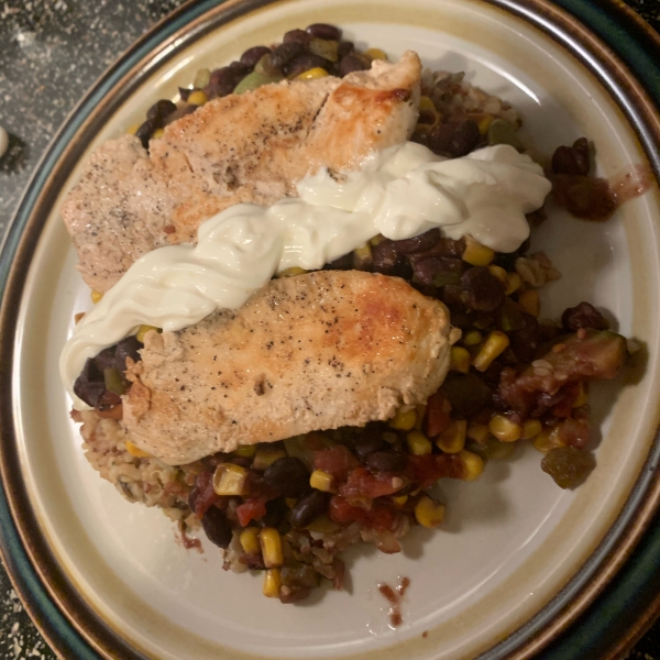 Fast Chicken Over Black Beans and Rice