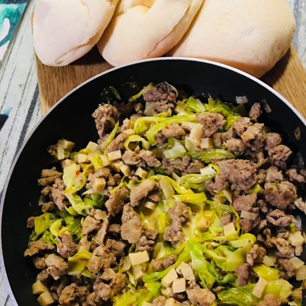 Pork Sausage and Cabbage Pitas
