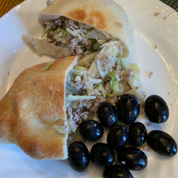 Pork Sausage and Cabbage Pitas