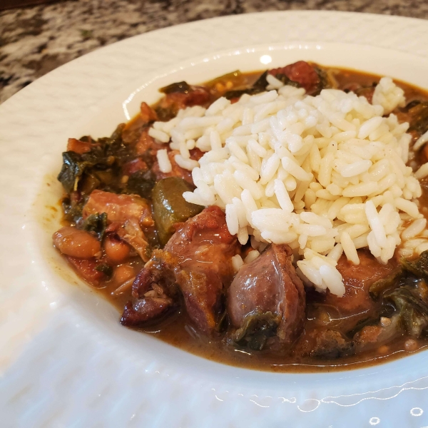 Black-Eyed Pea, Pork, and Mustard Green Gumbo