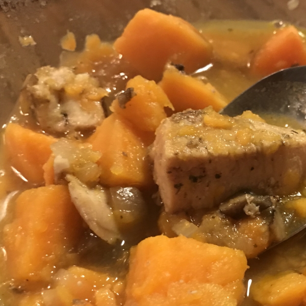 Chicken, Sweet Potato, and Mushroom Stew
