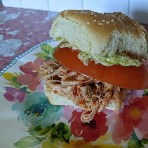 Shredded Chicken Sandwiches with Pesto Mayonnaise