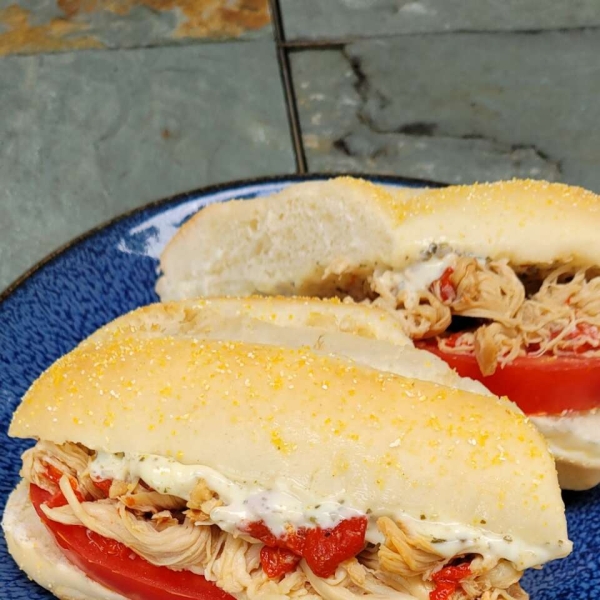Shredded Chicken Sandwiches with Pesto Mayonnaise