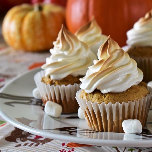 Sweet Potato Cupcakes with Toasted Marshmallow Frosting