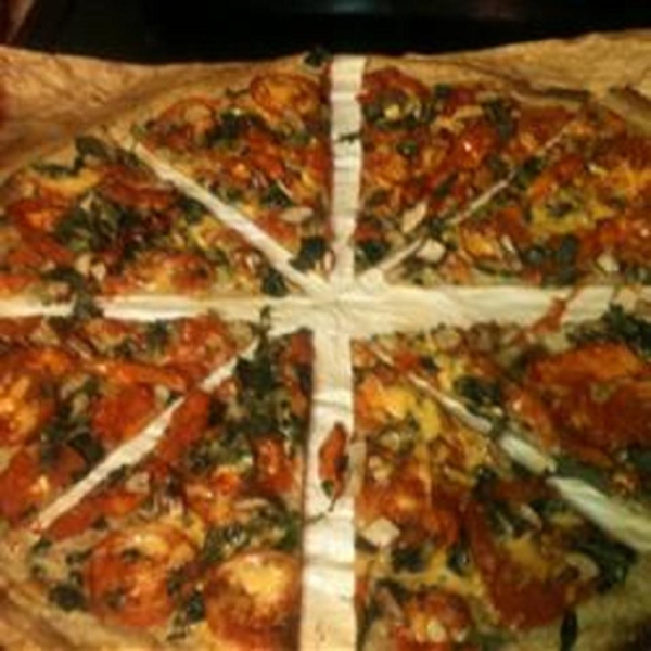Matt's Marinated Chicken Spinach Pizza - Quick, Pourable Crust