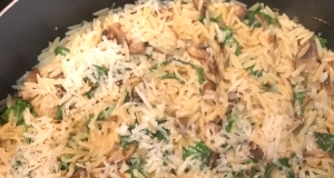 Orzo with Caramelized Mushrooms and Wilted Spinach