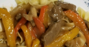 Venison Steak with Peppers and Onions