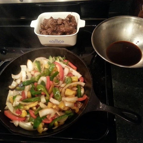 Venison Steak with Peppers and Onions