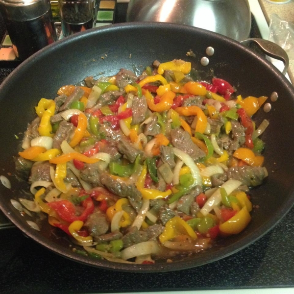 Venison Steak with Peppers and Onions