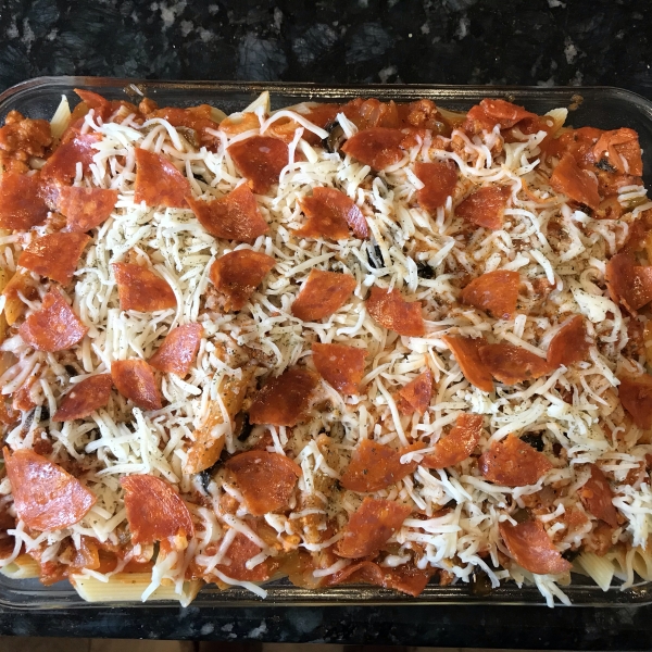 Pizza Pasta Bake with Sausage