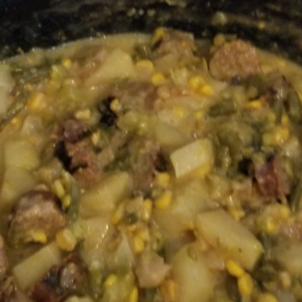 Cheesy Brat Stew for the Slow Cooker