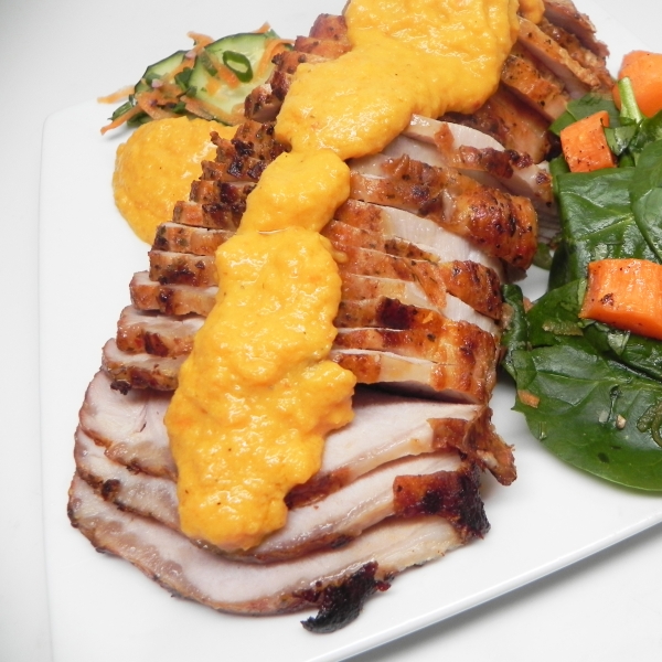 Roast Pork Loin with Carrot Romesco