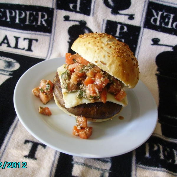 Portobello Mushroom Burger With Bruschetta Topping