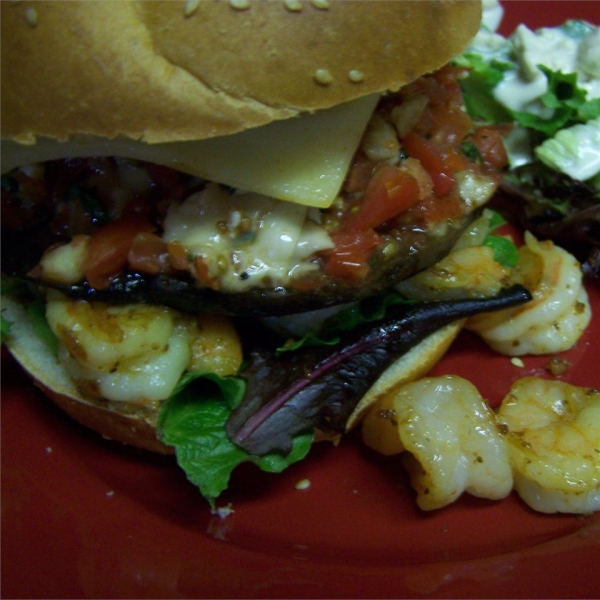 Portobello Mushroom Burger With Bruschetta Topping