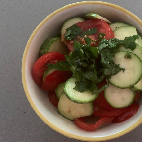 Raw Zucchini Salad with Tomato and Basil