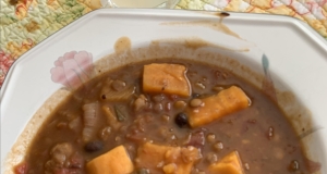 Lentil, Chicken Sausage, and Sweet Potato Soup