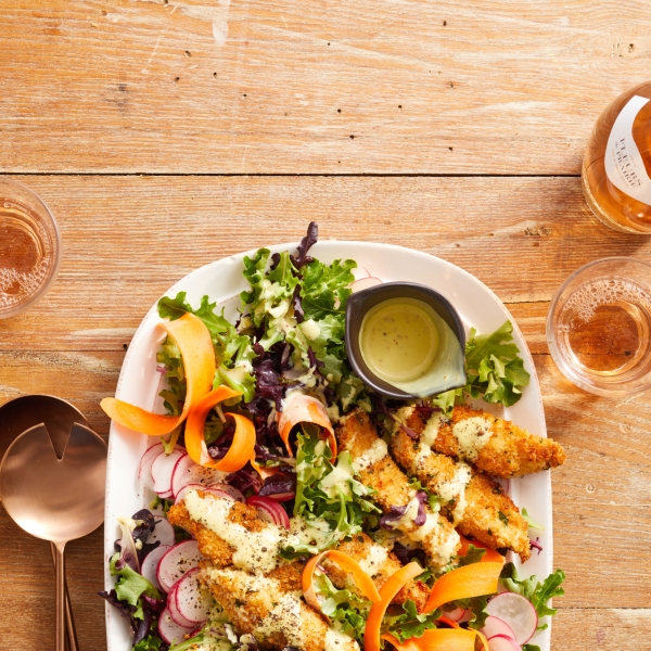 Crispy Chicken Salad with Yummy Honey Mustard Dressing