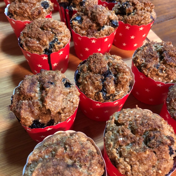 Eggless Blueberry Muffins with Applesauce, Almond Milk, and Almond Flour