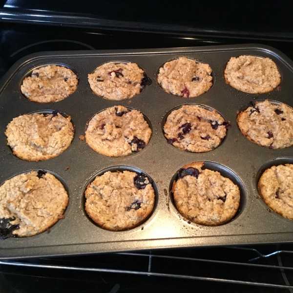 Eggless Blueberry Muffins with Applesauce, Almond Milk, and Almond Flour