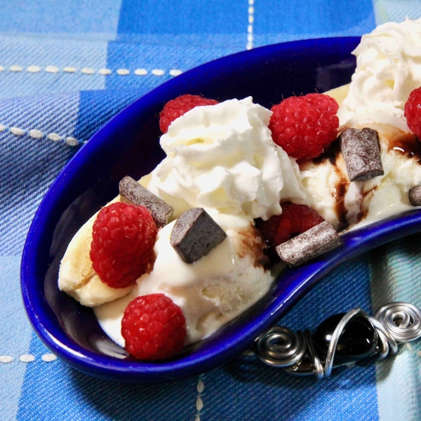 Banana Split with Raspberries