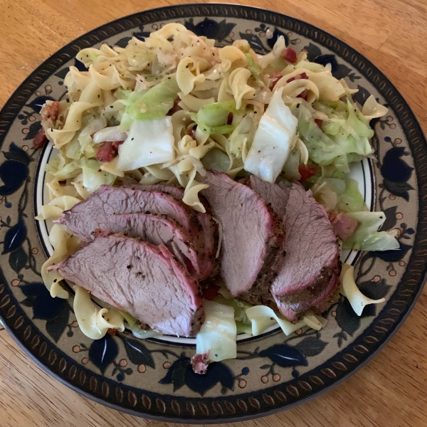 Dijon Pork with Apples and Cabbage