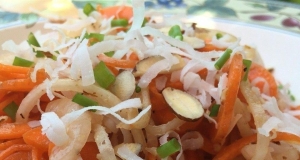 Spiralized Carrot and Radish Salad with Peach Vinaigrette