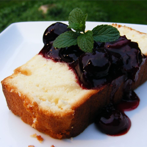 Sour Cream Lemon Pound Cake with Cherry Compote