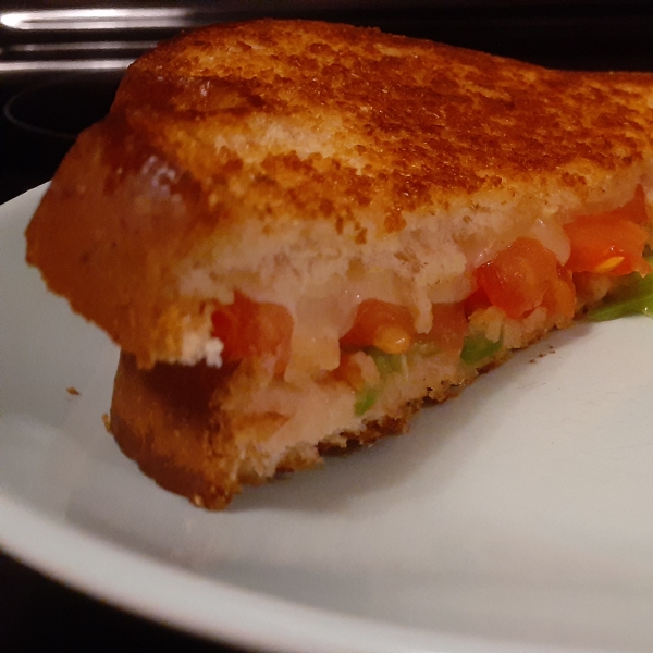 Grilled Cheese with Tomato, Peppers and Basil