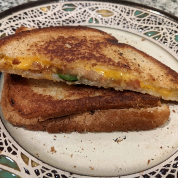 Grilled Cheese with Tomato, Peppers and Basil