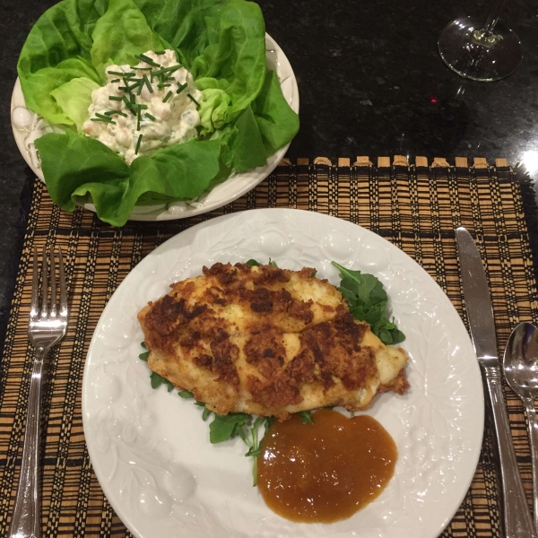 Coconut Tilapia with Apricot Dipping Sauce