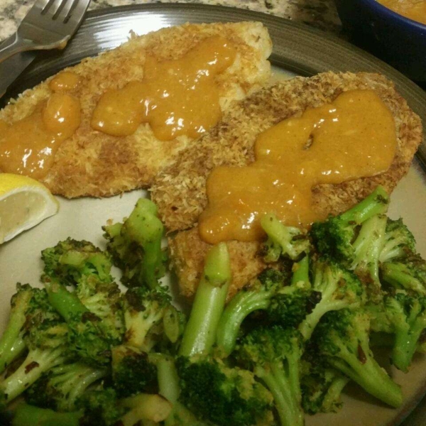 Coconut Tilapia with Apricot Dipping Sauce
