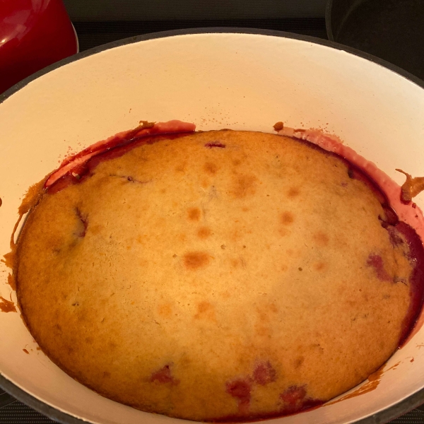 Strawberry Orange Rhubarb Cake