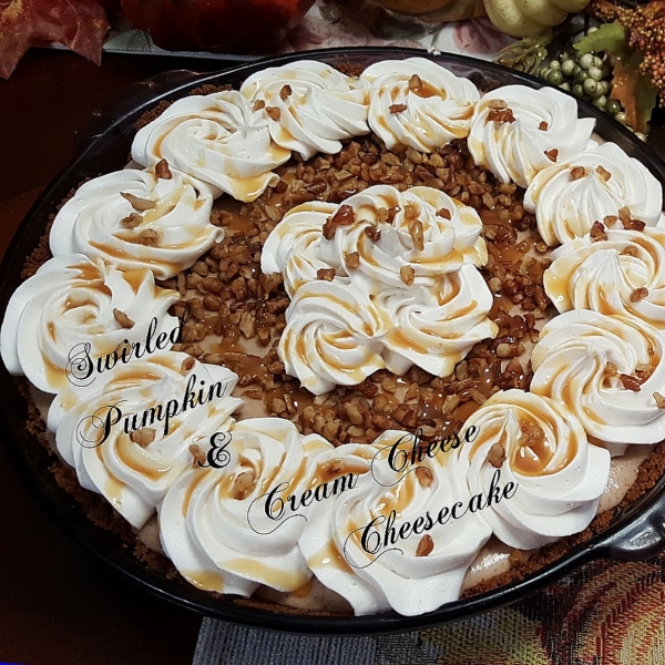 Swirled Pumpkin and Cream Cheese Cheesecake