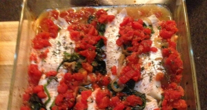 Baked Haddock with Spinach and Tomatoes