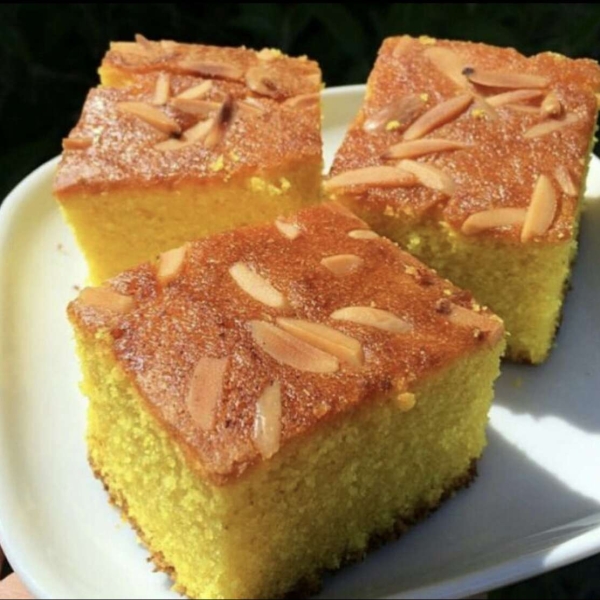 Sfoof (Lebanese Semolina Turmeric Cake)