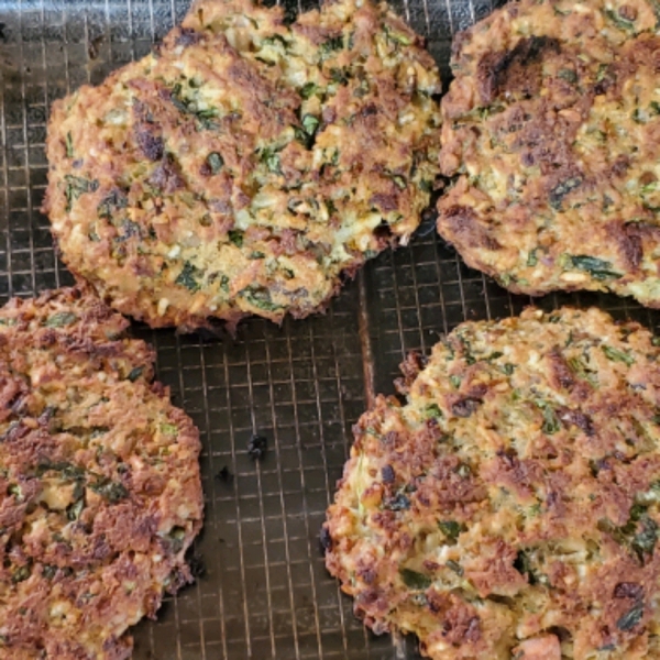 Baked Chicken Burgers with Mushrooms and Spinach